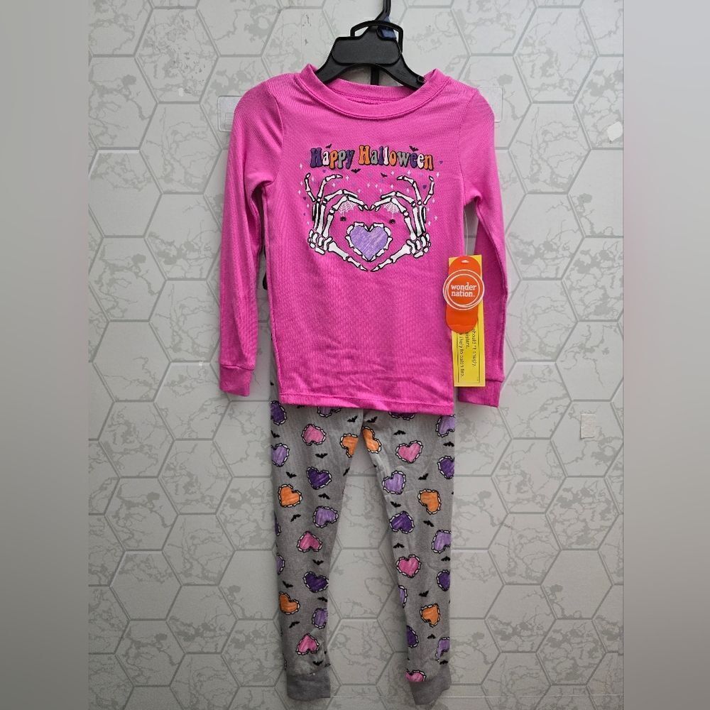 Wonder Nation Girls Halloween Tight Fit Long Sleeve 2 pc Pajama Set. - Picture 4 of 9